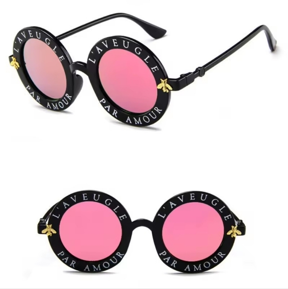Ladies Bold Black And Pink Sunglasses